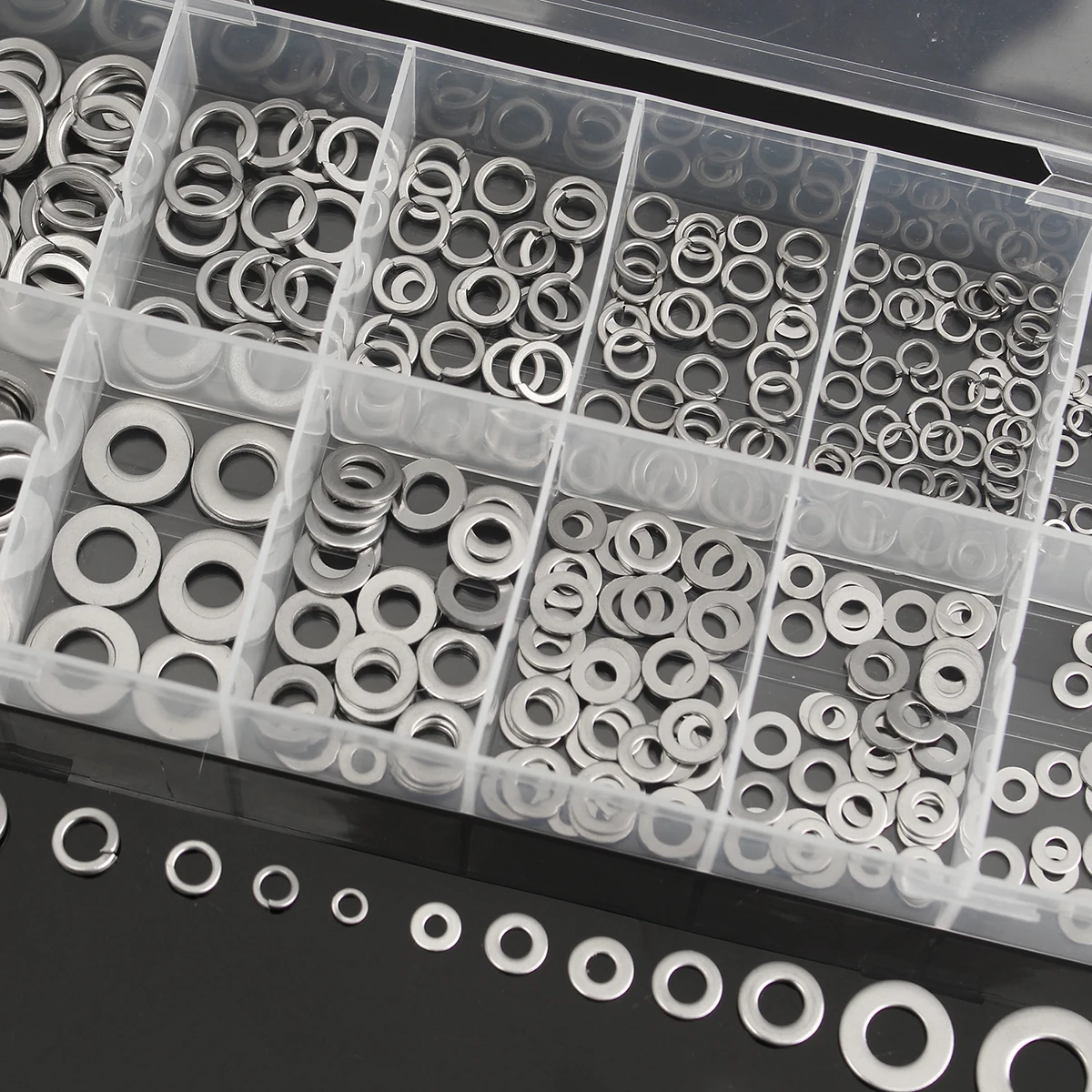 HQ 350Pcs Stainless Steel Flat Spring Washers Assortment Set Metal Lock Washer Abrasion Resistance Corrosion Prevention | Обустройство