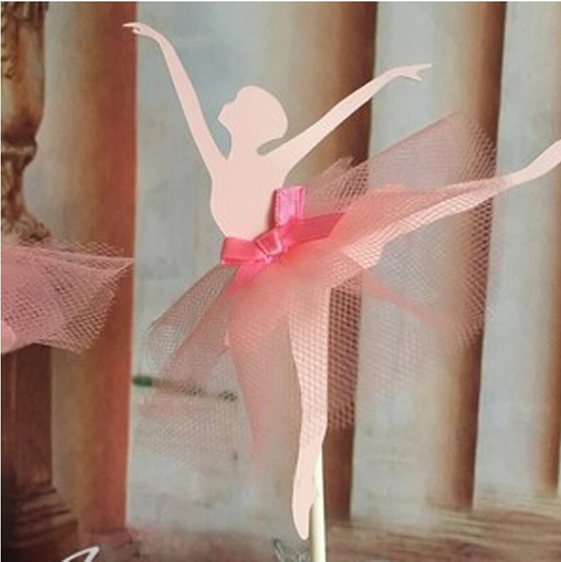 8pcs Pink Purple Lace glitter dancer cupcake topper for Princess kids girls Birthday Wedding Baby Shower Party Decorations | Дом и сад