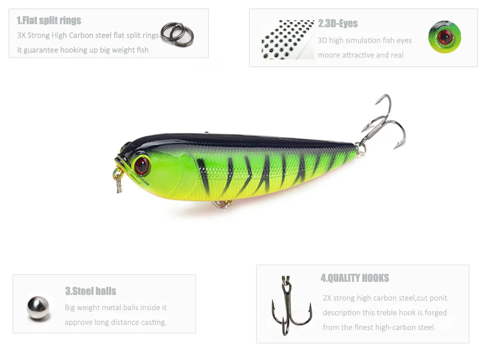 SEALURER Topwater Pesca рыбы приманки 11 см 21,5 г 4# крючки Карандаш Рыбалка воблер плавающий Жесткий приманки иска Crankbait снасти 3 шт./лот