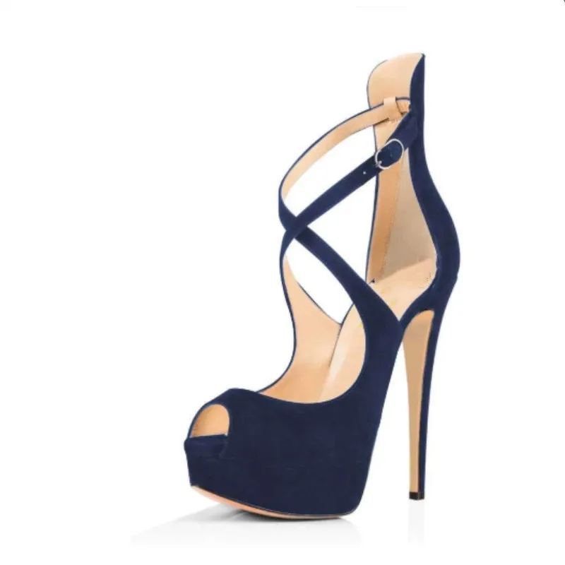 

SHOFOO shoes,Beautiful fashion women's shoes, suede, about 15 cm high-heeled sandals, women's sandals. SIZE:34-45