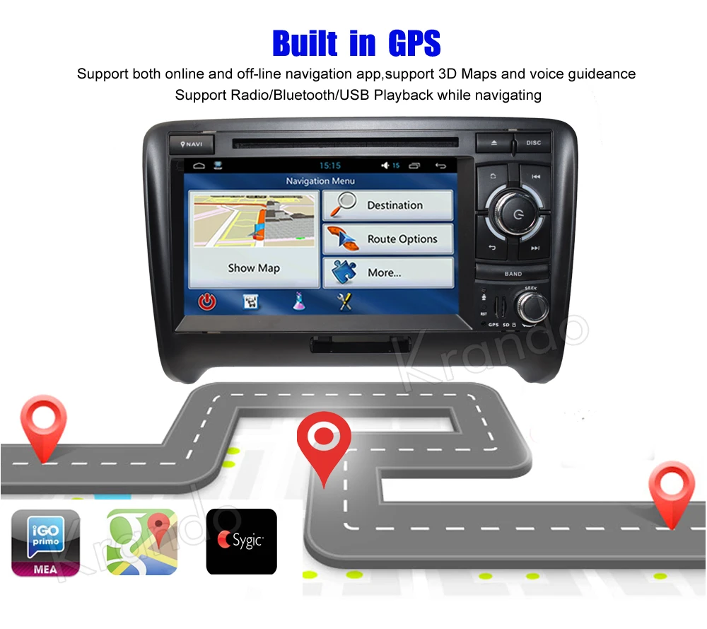 Автомагнитола Krando Android 8 1 dvd плеер с gps для audi tt 2006 2014 автомобильная система