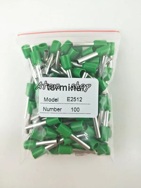 100 шт. E2512 14 AWG 2.5mm2 изолированный конец шнура клеммный блок провода наконечники