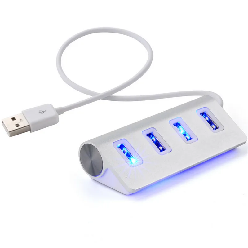 BinFul 4 USB порт адаптер алюминиевый материал USB 2,0 3,0 концентратор разветвитель синий индикатор светильник для Windows 7 8 10 XP Vista Mac