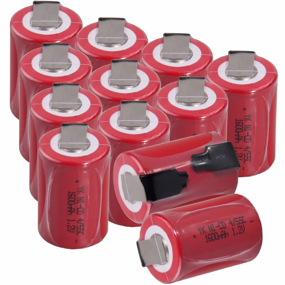 12 шт. 4/5 SC1600mah 1 2 v батарея NICD перезаряжаемые батареи для электрических отверток 3