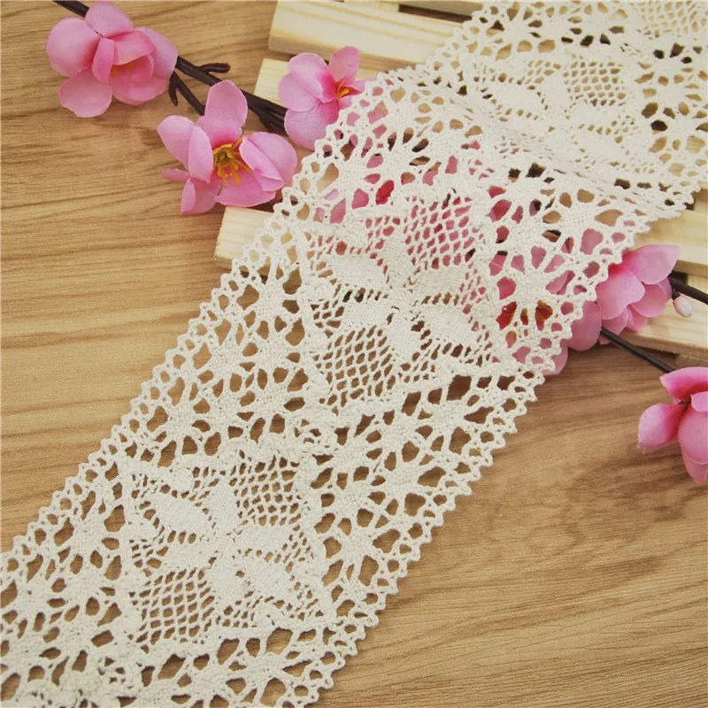 Оптовая продажа модных лент из хлопка 83 мм кружевная лента цвета слоновой кости