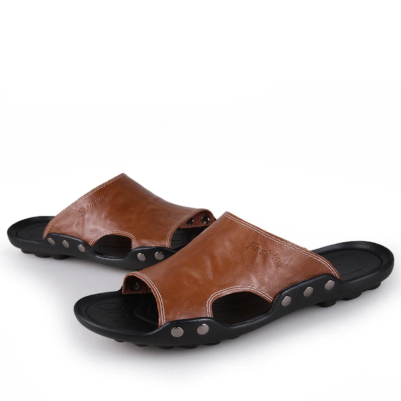 

VKERGB Men's Casual Shoes Fashion Print flip Sandals Summer Men's Slippers Leather Shoes Beach Breathable Home Slippers Walking