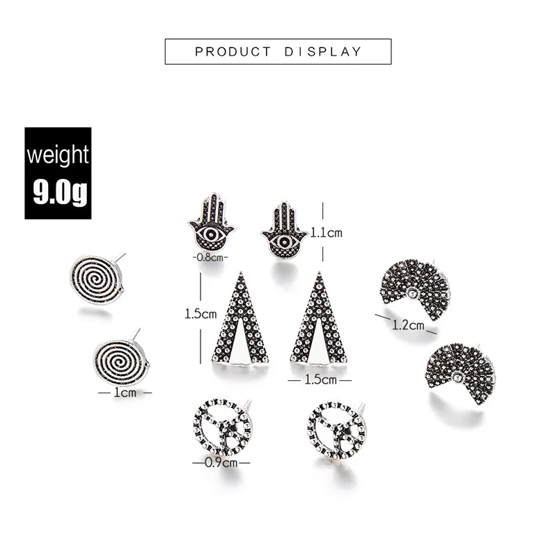 50 пар/лот античное серебро Цвет Стад серьги комплект нижнего белья с открытой