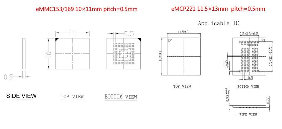 EMMC100 разъем USB интерфейс, для тестирования BGA100, размер вспышки Nand 12x18 мм Шаг 1,0 мм, eMMC считыватель Программист Гнездо для восстановления данных