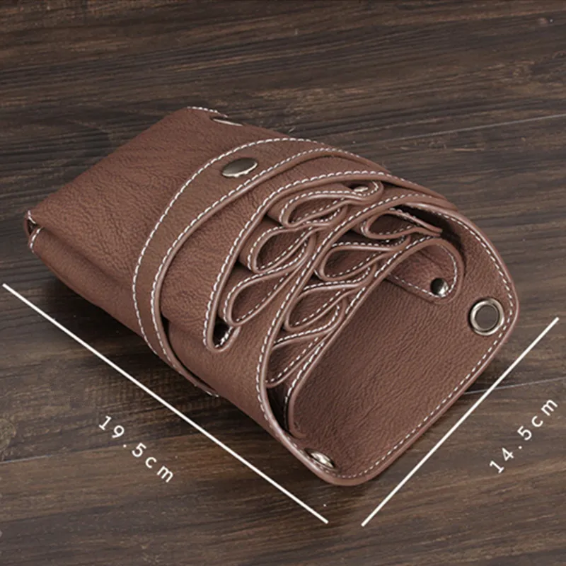 Кобура для парикмахерских ножниц органайзер черная коричневая из полиуретана с