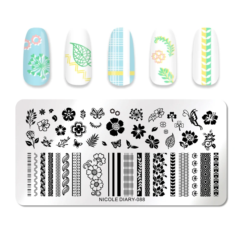 1 шт. прямоугольные штамповочные пластины NICOLE DIARY из нержавеющей стали с