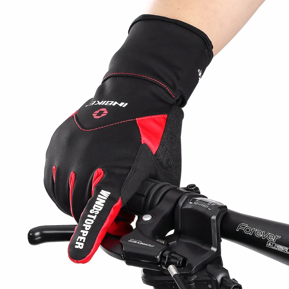 INBIKE, зимние перчатки для велоспорта, полный палец, термальные велосипедные перчатки, ветрозащитные варежки, теплые уличные лыжные и альпинистские мужские велосипедные перчатки