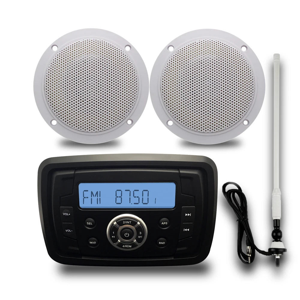 Морской Водонепроницаемый Bluetooth стерео аудио радио FM AM MP3 музыкальный плеер+ 42 способ морской колонки для ATV UT открытый лодка+ антенна
