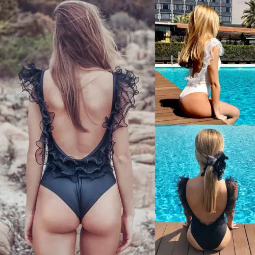 Женский цельный купальник кружевной пуш ап монокини купальный костюм бикини