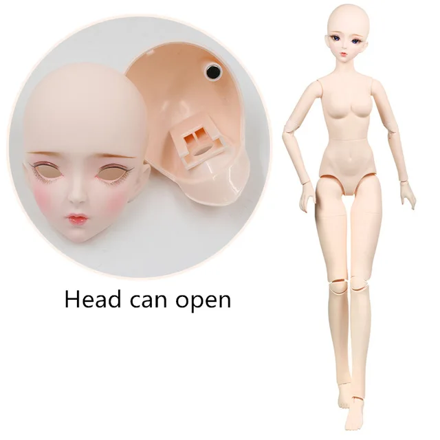 head can be opened 1/3 bjd кукла 62 см, кукла для тела, белая кожа, голова с/без макияжа, AI YoSD MSD SD, набор игрушек, подарок для детей - Цвет: head can be opened