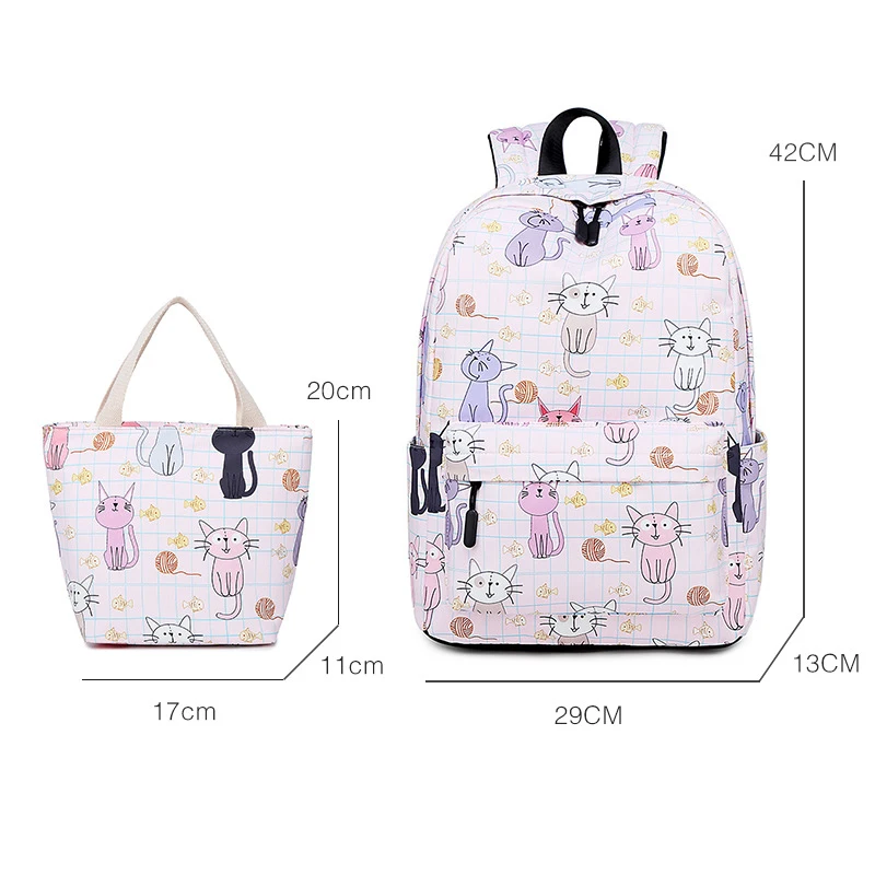 Водонепроницаемые женские маленькие рюкзаки Kawaii Cat Neko Bookbag холщовые школьные сумки для девочек-подростков Милая дорожная сумка для ноутбука Rugzak
