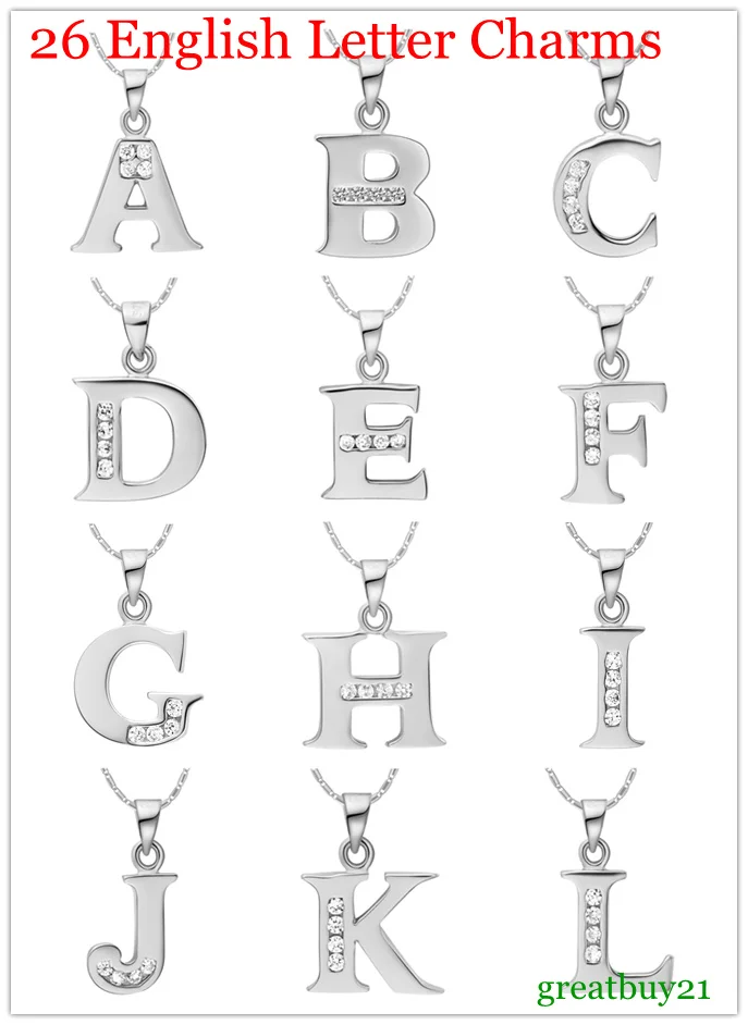 Буквы A B C D E F G H I J K L M N O P Q S T U V W X Y Z Кристалл ювелирные изделия Алфавит кулон