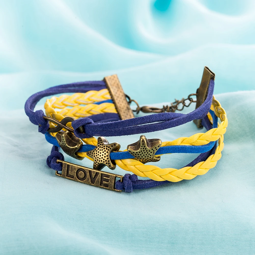 2017 Топ Pulseira тканые кожаный браслет звезды любят сплав Для женщин Повседневное