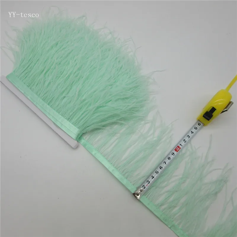 Mint color 10 ярдов 10-15 см обрезки страусовых перьев для юбки/платья черные страусиные перья ленты DIY перо для рукоделия оперение одежды - Цвет: Mint color