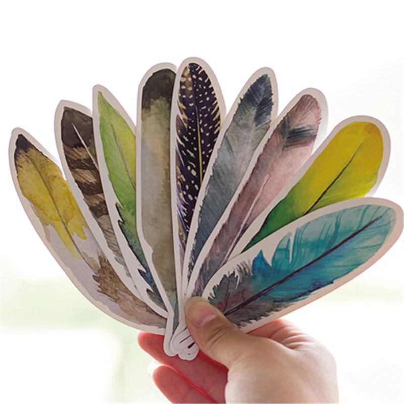 30 шт./лот цветная бумага с перьями Закладка канцелярские товары закладки