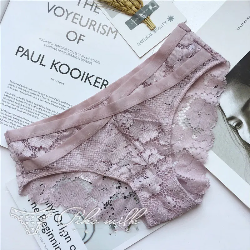 pink SP& CITY, бандажные дизайнерские кружевные трусики с цветочной вышивкой, женские сексуальные прозрачные трусики, хлопковое нижнее белье - Цвет: pink