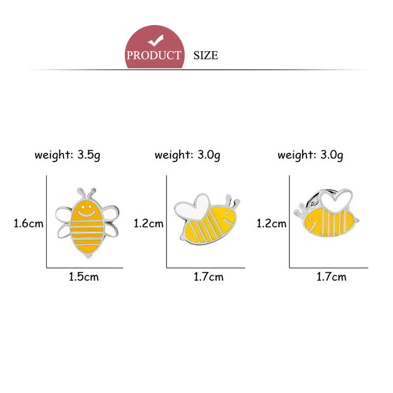 3 вида стилей мини пчела мультфильм брошь дети рубашки нагрудные штыри эмаль