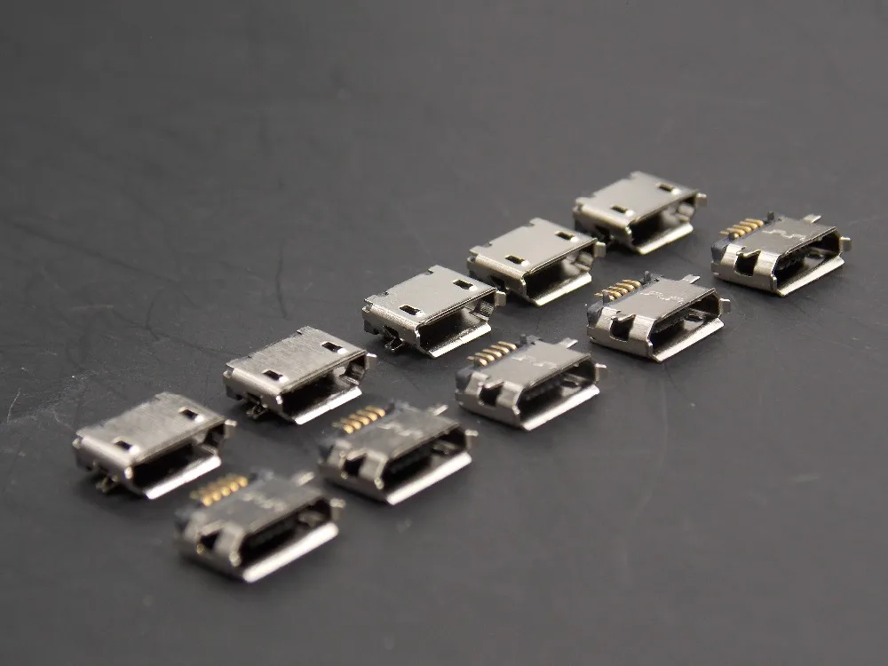 Горячее предложение 20 шт. гнездовой разъем Micro USB Тип B 180 Градусов 5-Контактный SMD SMT