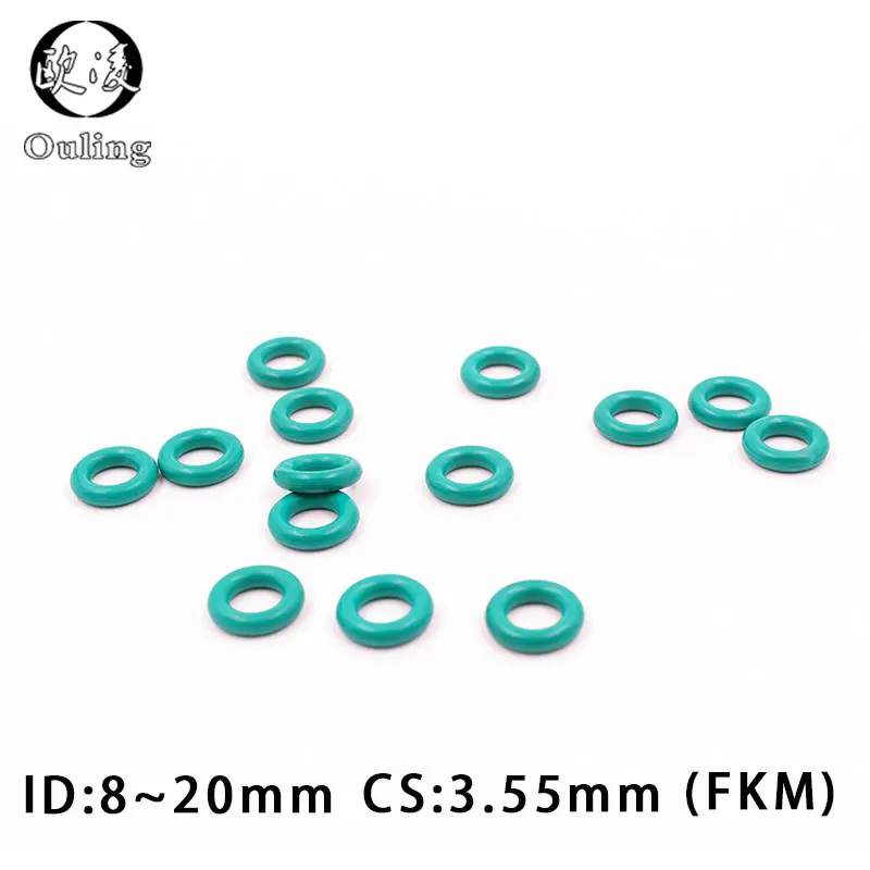 

10PC/Lot Green FKM Rubber O-rings Seal CS3.55mm ID8/9/10/11/12/13/14/15/16/17/18/19/20mm O Ring Seal Gasket Rings Sealing Washer