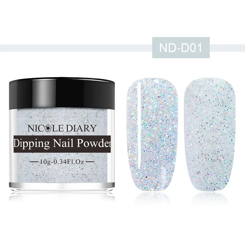 ND-D001 NICOLE DIARY 10 мл голографическая система погружения порошка для ногтей порошок Блестящий лазер Красочный Блестящий маникюр Дизайн ногтей - Цвет: ND-D001