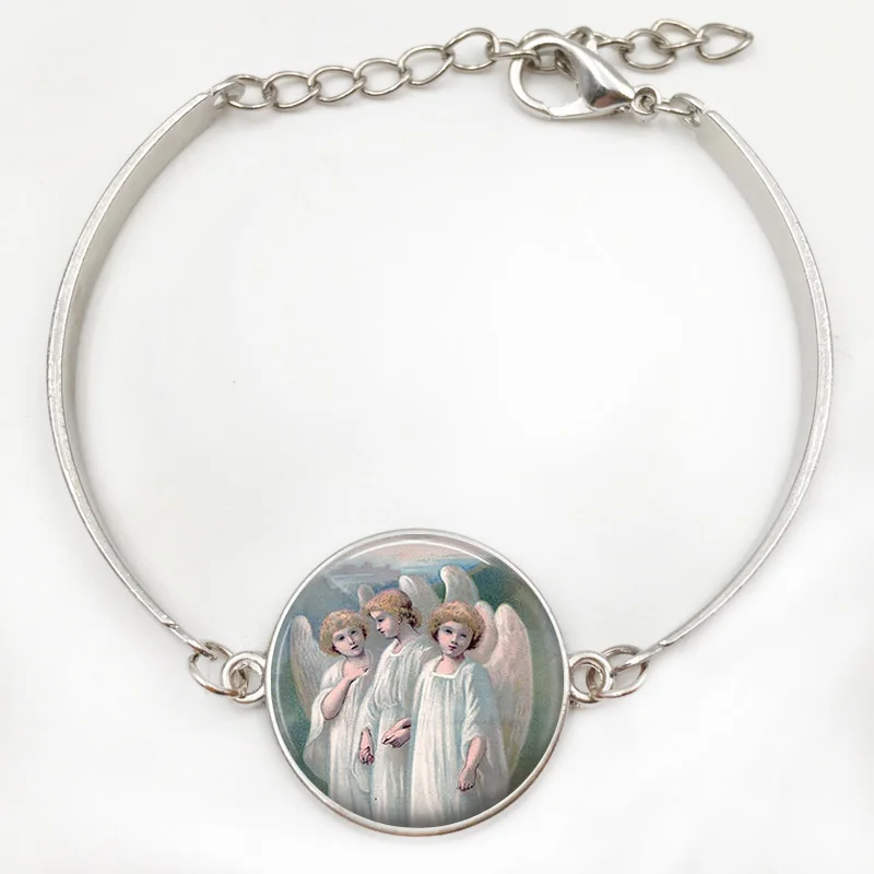 Чудесные ангелы ожерелье с подвеской святые искусство кабошон подарок для