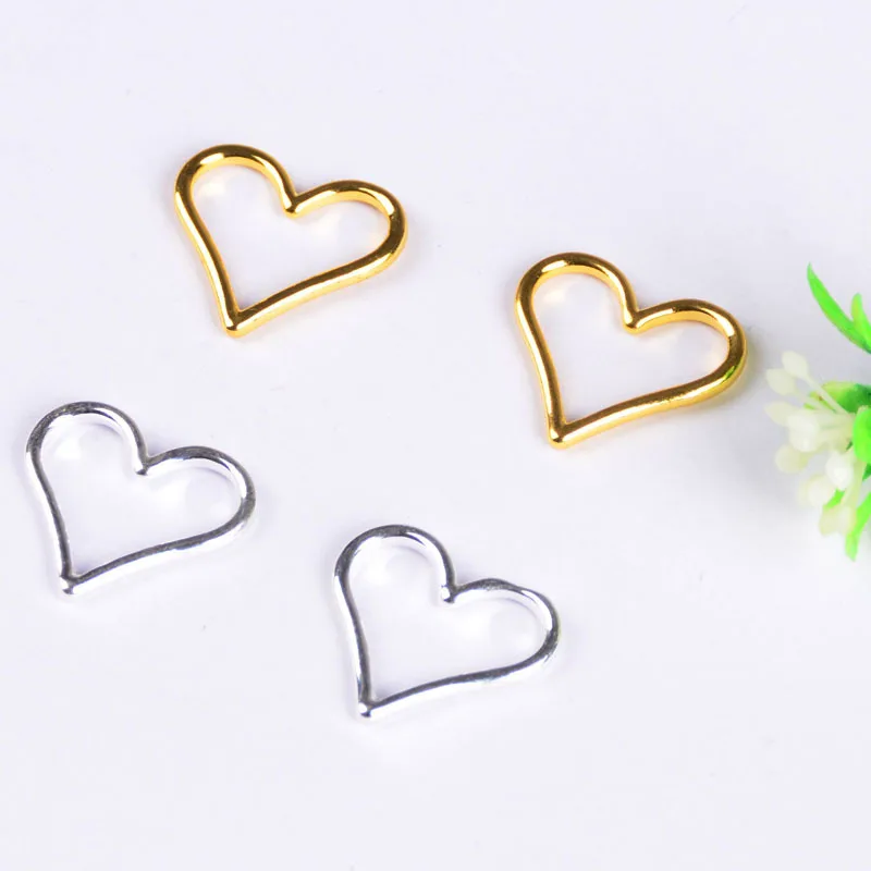 10 шт. пустотелое золотое сердечко серебряного цвета из сплава 18/19/23 мм круглые