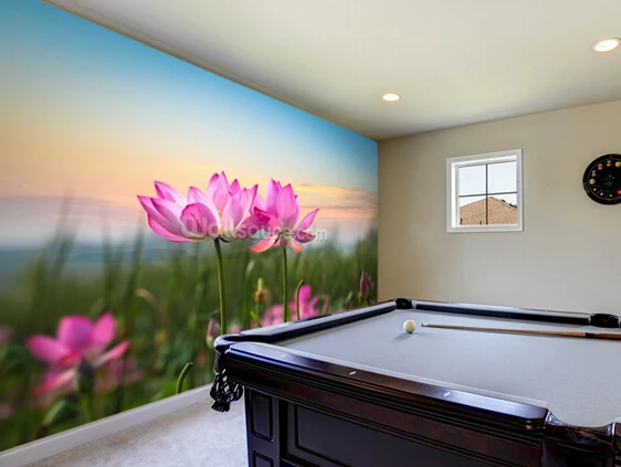 Пользовательские цветочные обои цветок лотоса на закате 3D декорации для