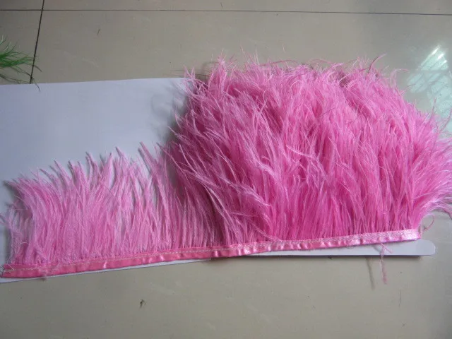 Atacado 10 metros de fita de alta qualidade Natural Pena de franja de avesturz pena polegada/10-12 см acessorios frete - Цвет: pink