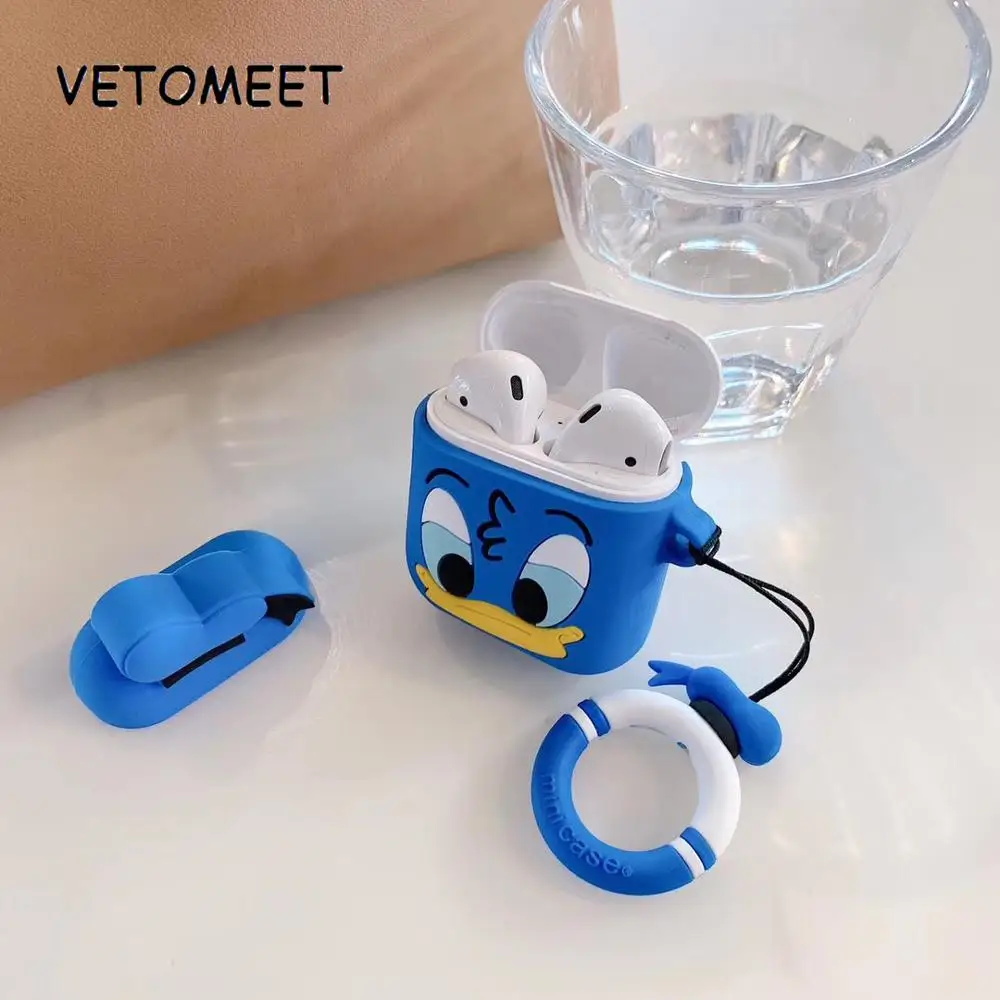 VETOMEET симпатичный Дональд Дак узор Bluetooth беспроводной наушник чехол для AirPods ТПУ