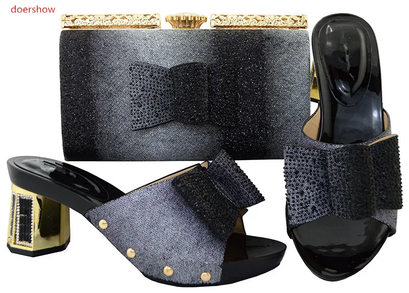 Doershow черный Нигерия высокого качества итальянская обувь и сумки чтобы