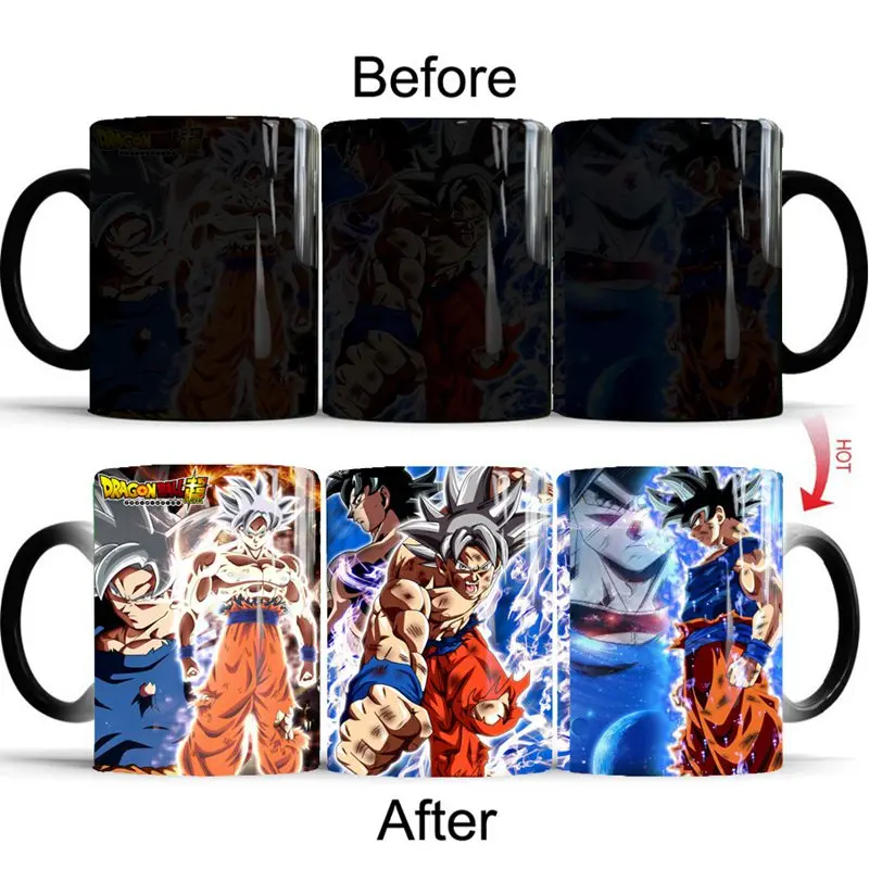 1 шт. DRAGON BALL Z кружка Аниме Фигурка Гоку фигурка Вегета меняющая цвет кружка Тепло раскрывает волшебный фарфор кофейная чашка для мальчика подарок
