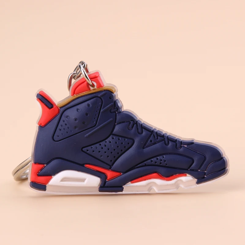 Picture Color2 Брелок Новые экзотические мини Jordan 6 Ретро обуви ключевая цепь Для мужчин и Для женщин детские подарочные брелки на баскетбольных кроссовок ключ держатель Porte Clef - Цвет: Picture Color2