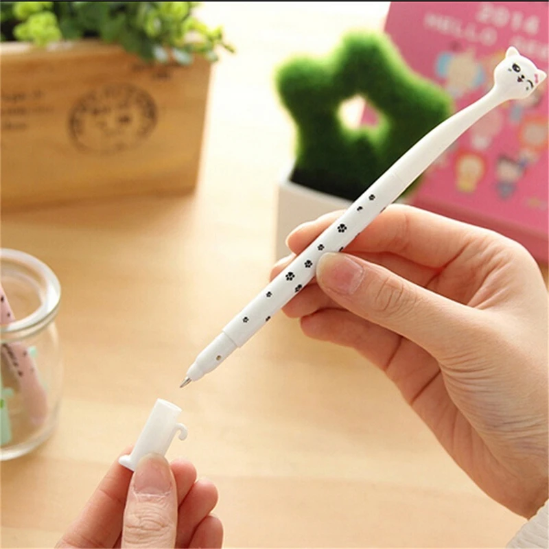 5 шт./лот гелевая ручка с милым мультяшным котом кавайные канцелярские ручки