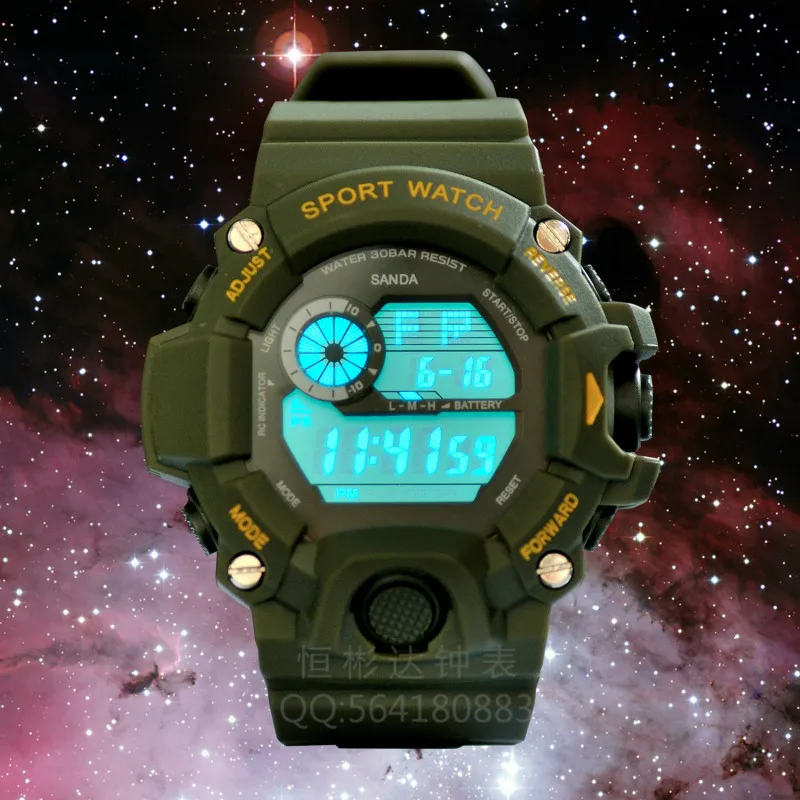 2016 санда Кварцевые Цифровые часы мужчины смотреть водонепроницаемый спорт