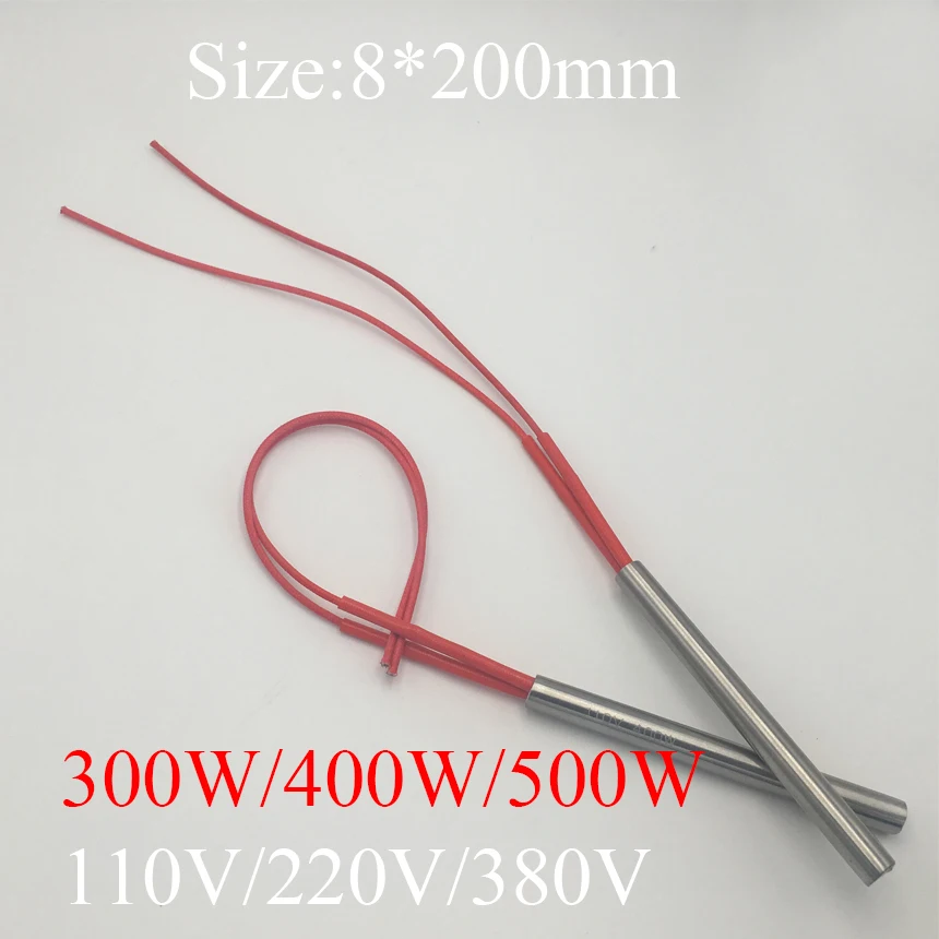 

8x200 8*200mm 300W 400W 500W AC 110V 220V 380V Stainless Steel Cylinder Tube Mold Heating Element Single End Cartridge Heater