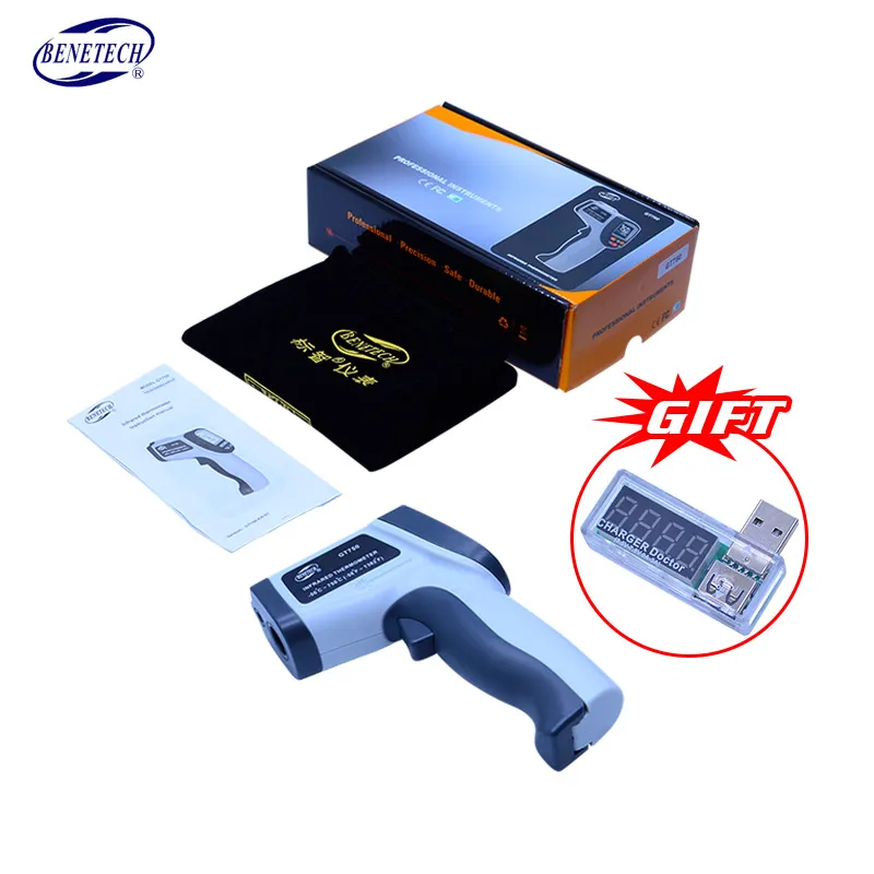 -50-950C Color box BENETECH цифровой лазерный термометр-50~ 750/950C Бесконтактный лазерный измеритель температуры пирометр ИК точечный пистолет цветной экран - Цвет: -50-950C Color box