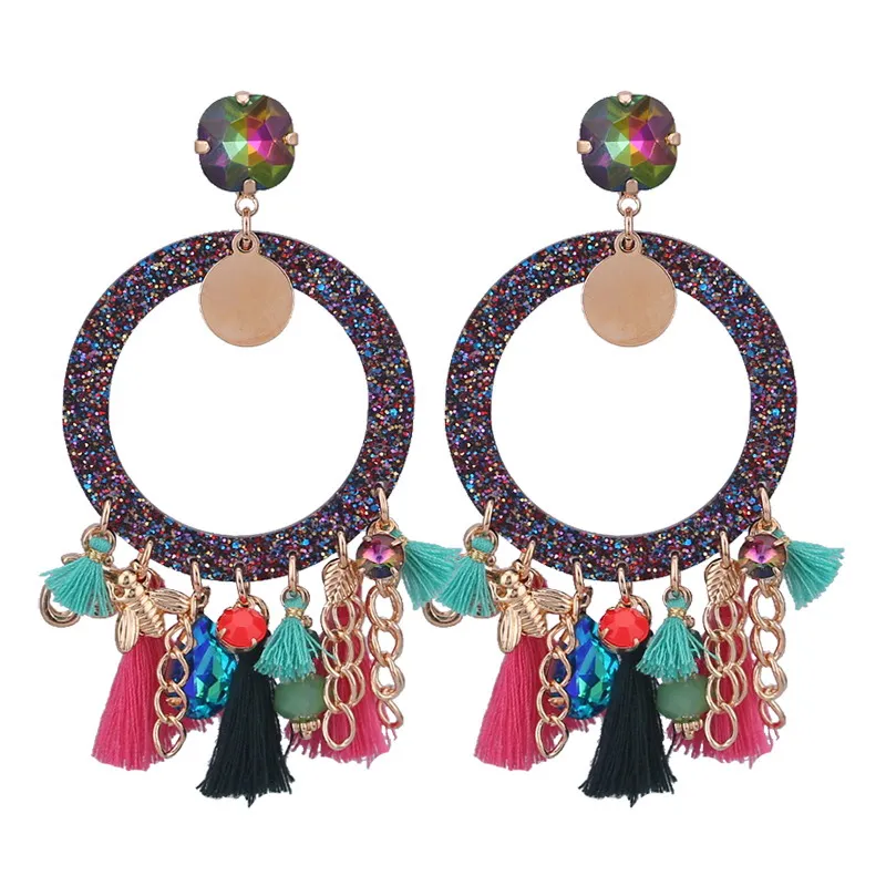 Sehuoran серьги-гвоздики женские Boho висячие серьги с бахромой длинные Этнические массивные Серьги-кисточки ювелирные изделия подвески