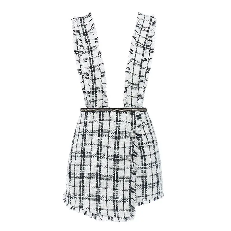 Куркума с высокой талией твид короткий комбинезон юбка 2019 на осень зиму бахрома