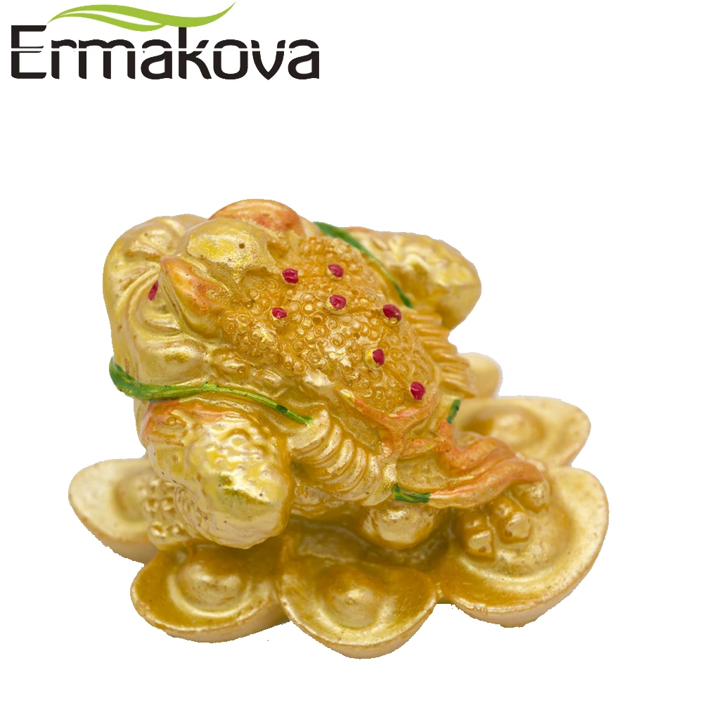 Ермакова мини фэн-шуй трехногая денежная жаба удача везучий жаба с китайской монетой Смола ремесло золотой цвет украшения дома