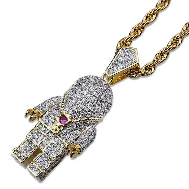 Молния хип-хоп ювелирные изделия астронавт Iced Out крутая Мужская Подвеска Ожерелье