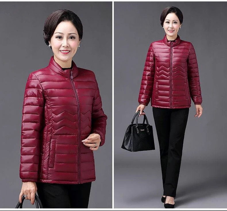 Mom's Thin Cotton Jacket Short Tops Winter Jacket Women Coat Korean Slim Plus size Female Parka Coat warm pattern Padded parka