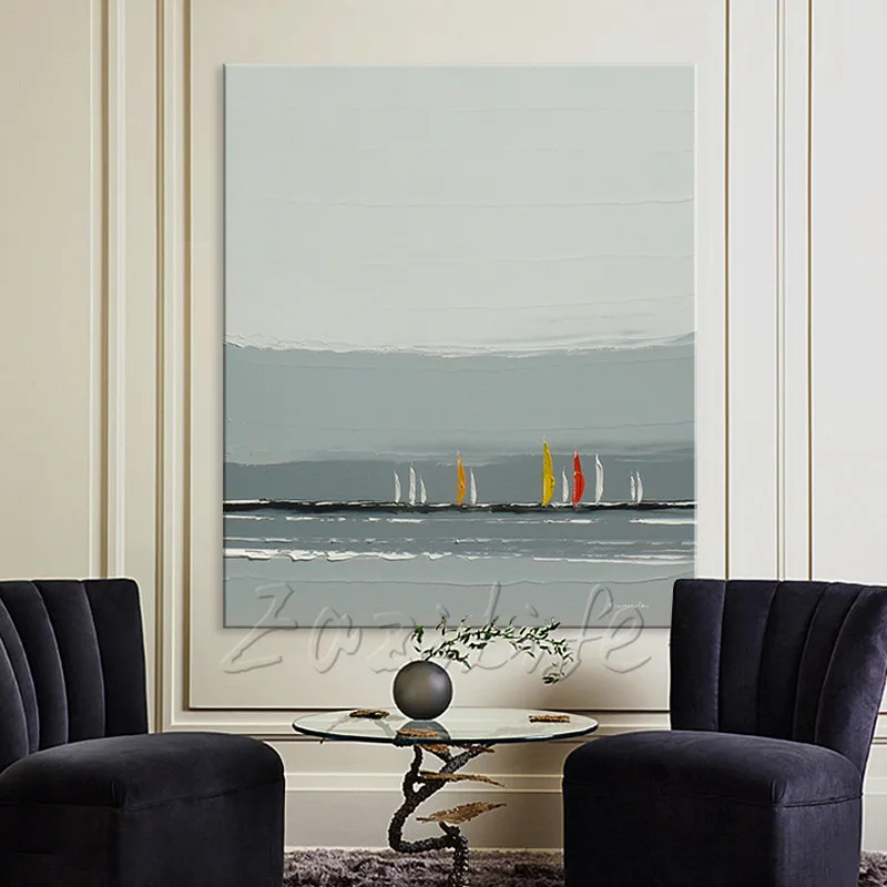 Ручная роспись холст картины маслом дешевые большая лодка современная