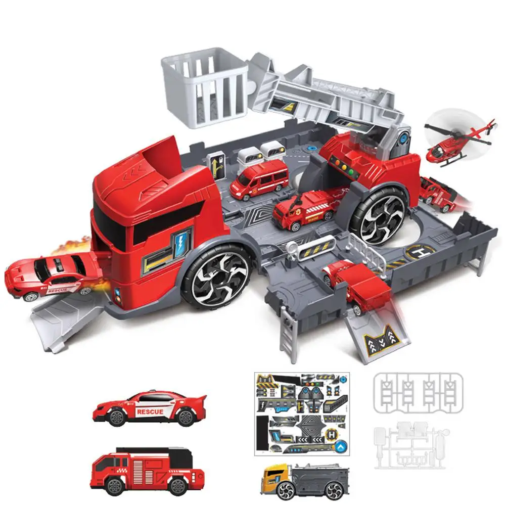 HobbyLane игрушкие Малыш Моделирование Пожарная машина Техника Парковка для автомобилей Место для откатного хранения Mock Park Развивающий автомобиль для детей - Цвет: red