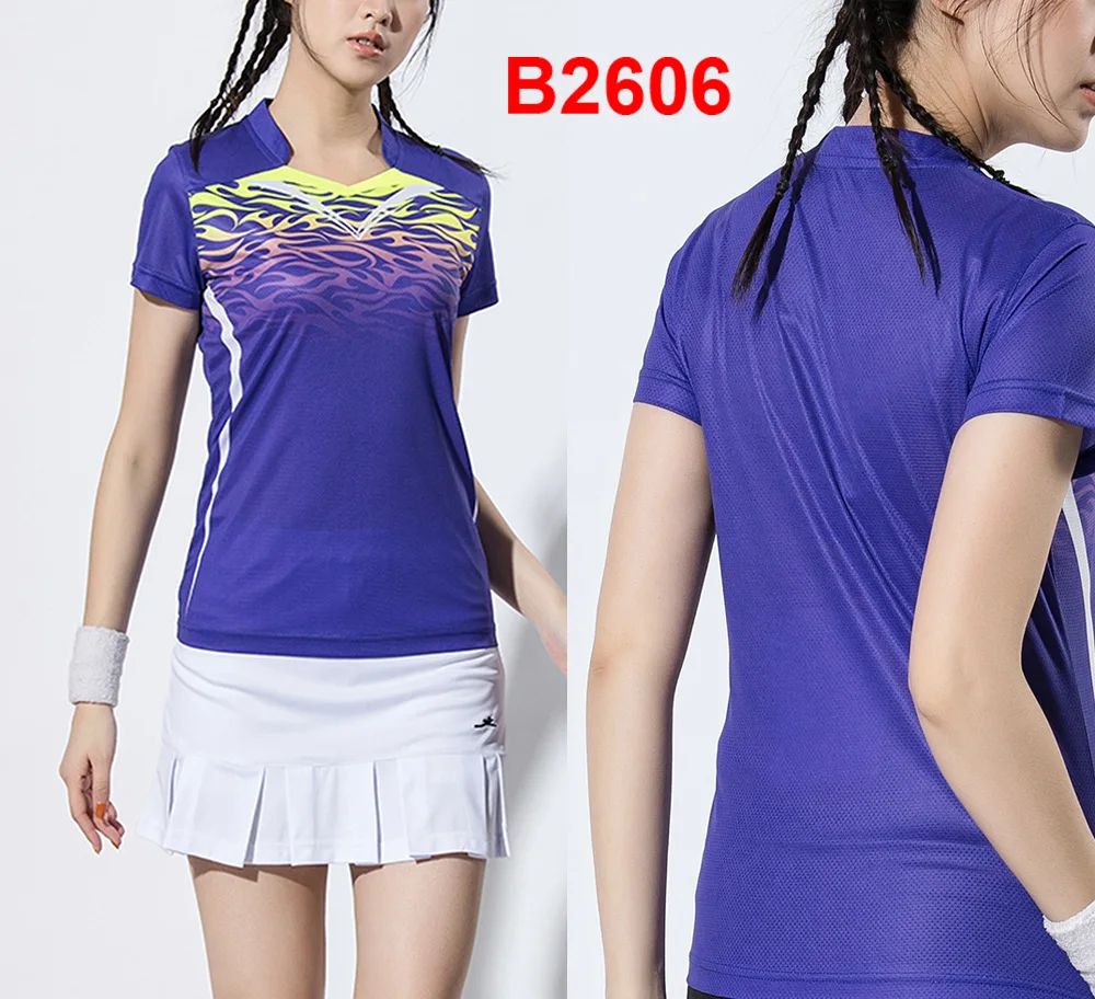 B2606 women 1 set Женская одежда для бадминтона Qucik, спортивные комплекты, одежда для тенниса, одежда для бадминтона, комплекты одежды для тенниса, спортивные костюмы - Цвет: B2606 women 1 set