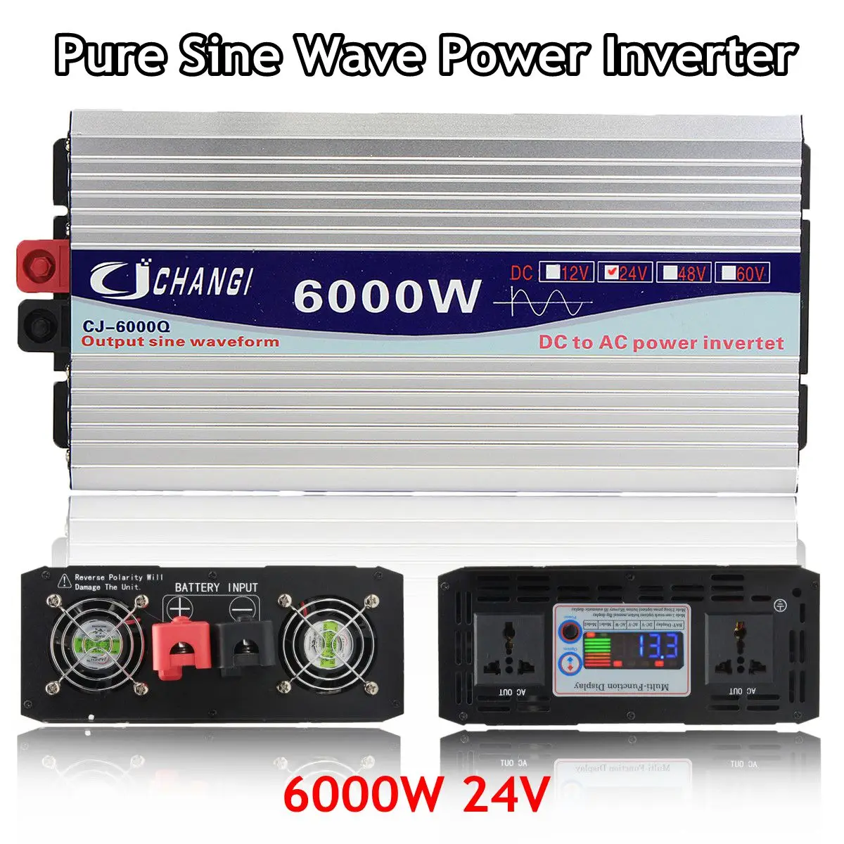 DC 12 V/24 V к переменному току 220V 6000/5000/4000/3000W инвертор с чистым синусом Мощность инвертор интеллигентая(ый) Цвет ЖК-дисплей Экран автомобиль для дома и улицы инвертор