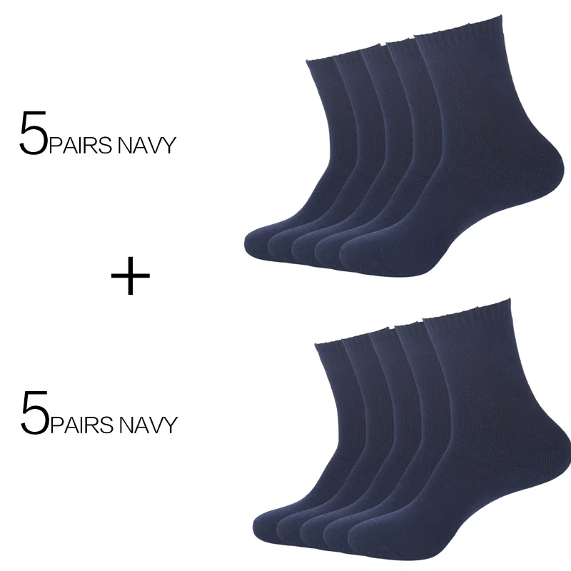 10Pairs Navy blue 10 пар/лот, высокое качество, мужские зимние утепленные махровые бизнес хлопковые носки, мужские теплые махровые носки, горячая Eur40-44 - Цвет: 10Pairs Navy blue